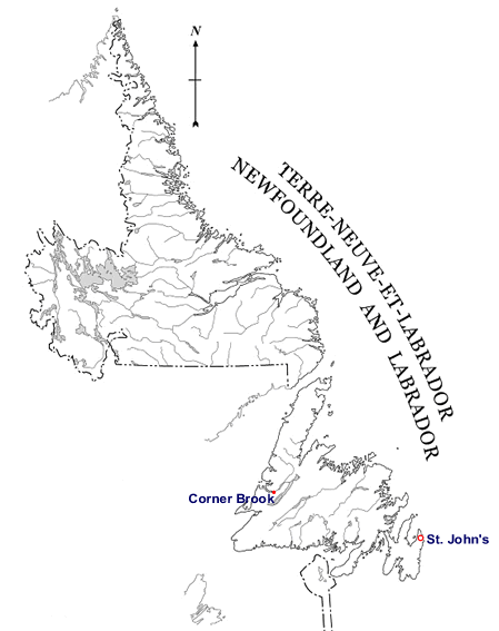 carte de Terre-Neuve-et-Labrador